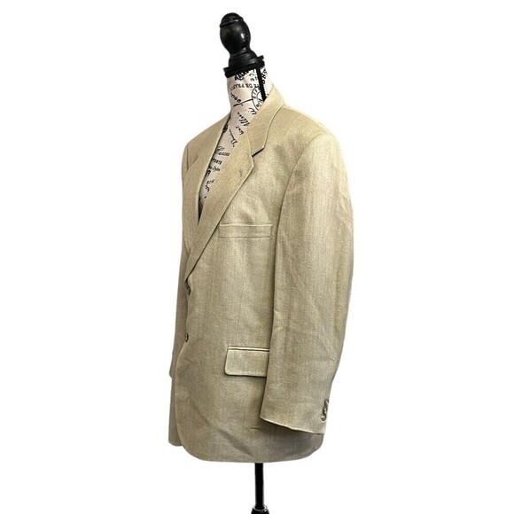 Haspel Mens Sportcoat Blazer Jacket Mens 42S Yellow Two Button Silk Modest VTG - Picture 2 of 10